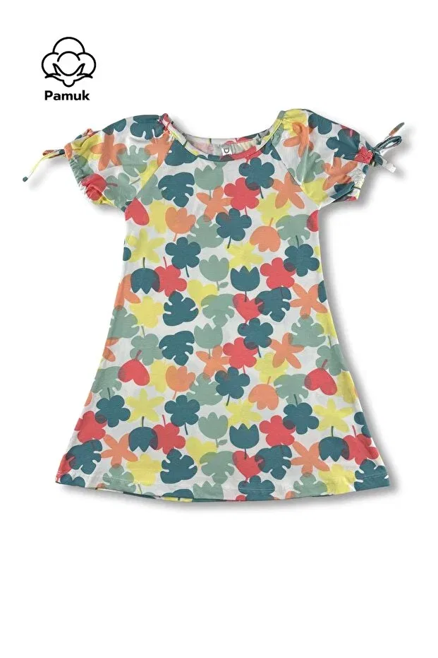 Детское платье для девочек с принтом Balloon Sleeve Dress Difa Kids, Green