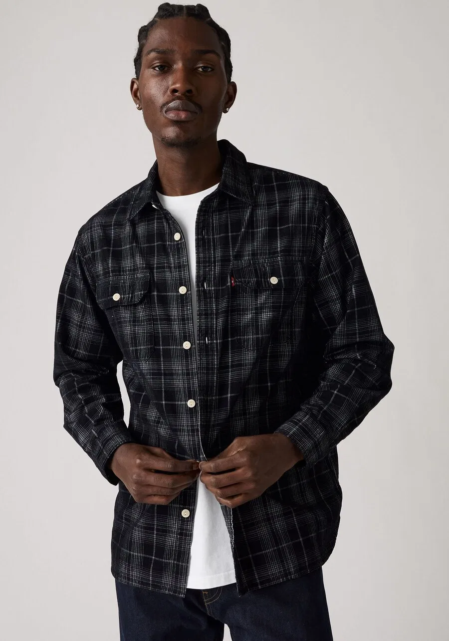 Рубашка LEVI'S Regular fit на пуговицах, модель 'Jackson Worker', серого цвета — фото 3