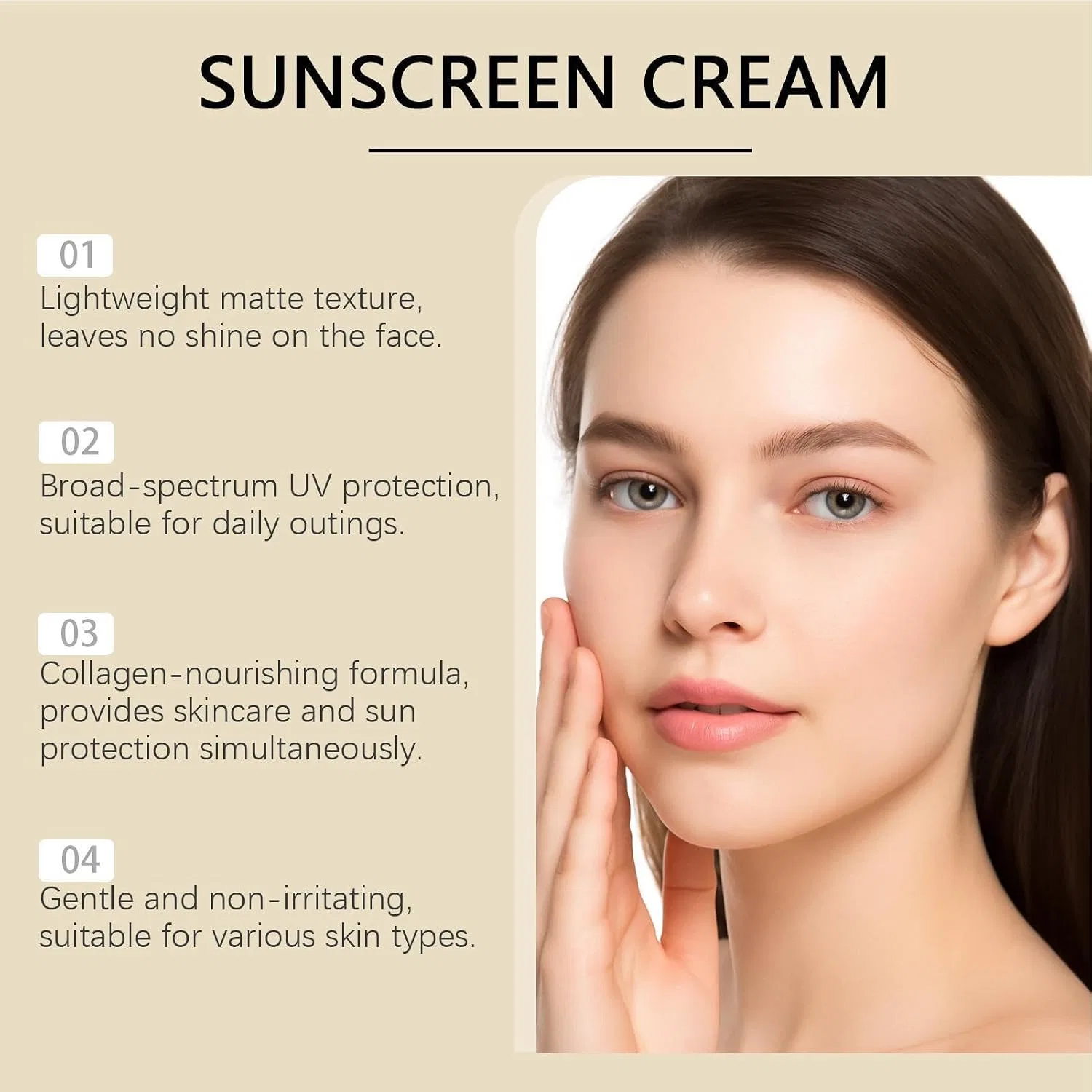 Солнцезащитный крем для лица SPF 50+ PA+++, Увлажняющий, 60 г Generisch — фото 4