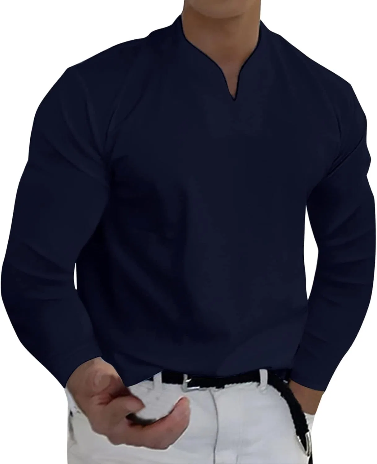 Мужская спортивная футболка с длинным рукавом Henley, Blue