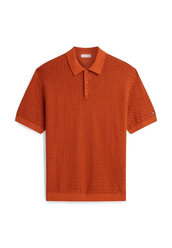 Поло хлопковое Gmd structure ss polo - garment dyed Tommy Hilfiger, Rusty Ochre — фото 4
