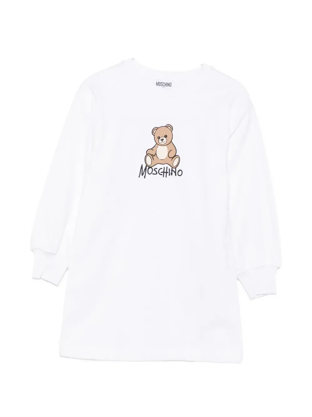 Платье с принтом плюшевого мишки Moschino Kids, белый