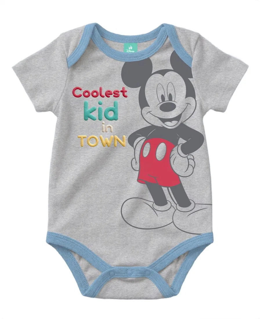 Комплект из 4 предметов Mickey Mouse: худи с капюшоном и ушками, 2 боди, штаны Disney, Blue/White/Gray — фото 4