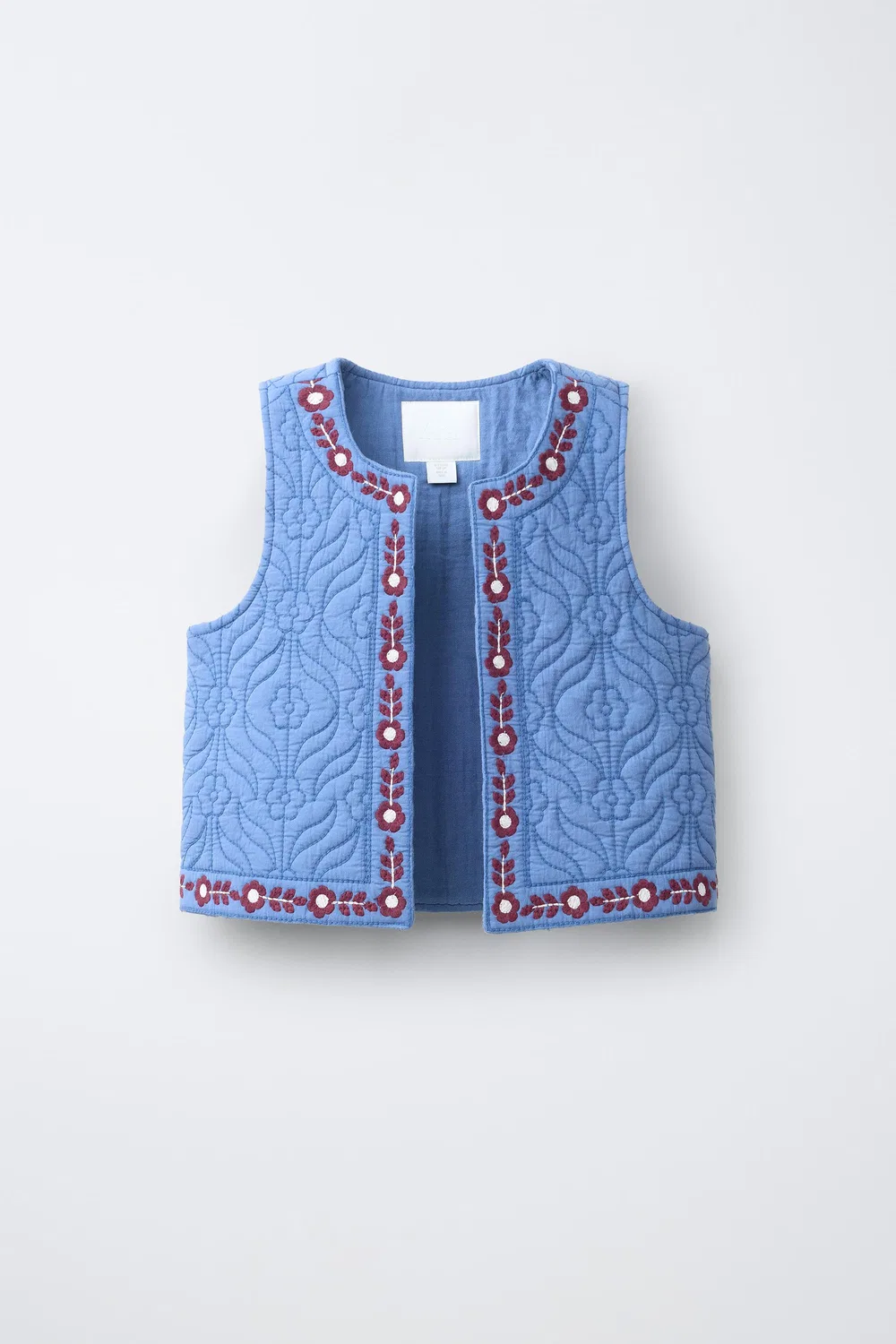 Вышитый фактурный жилет ZARA, Blue
