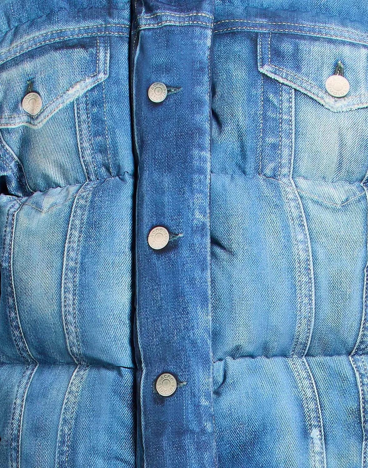 Женская пуховая куртка джинсового эффекта Acne Studios, синий — фото 4