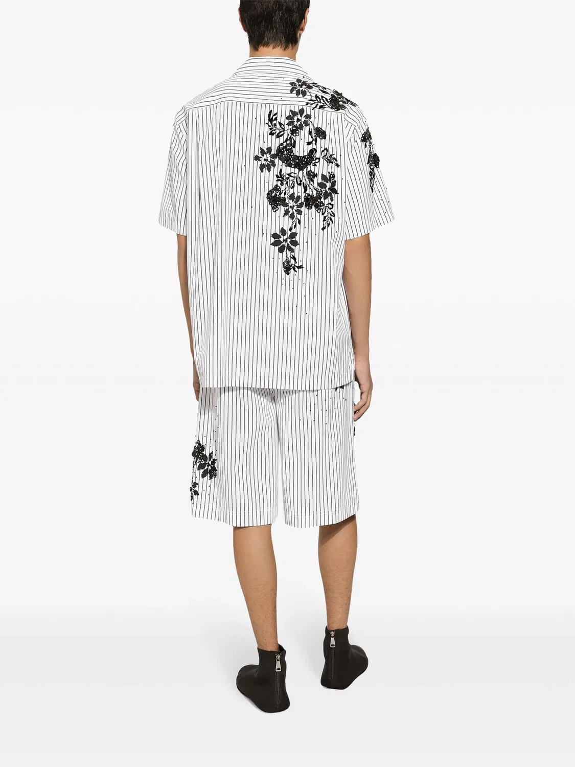 Рубашка с цветочным узором и полосками Dolce & Gabbana, белый — фото 3
