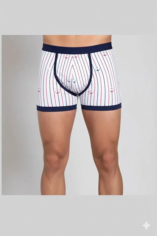 Детские боксеры для мальчиков с принтом Berrak anchor and line print men's boxer 1107 under secret Melonika, Multicolor