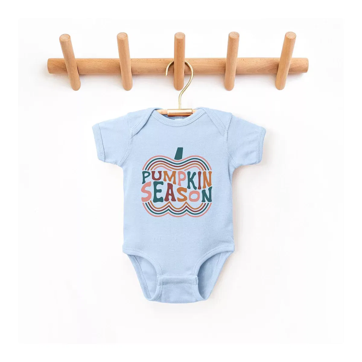 Детское боди с коротким рукавом Retro Pumpkin Season The Juniper Shop, Light Blue