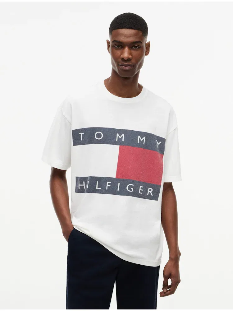 Футболка с принтом, Relaxed Fit, Heritage Flag TOMMY HILFIGER, White