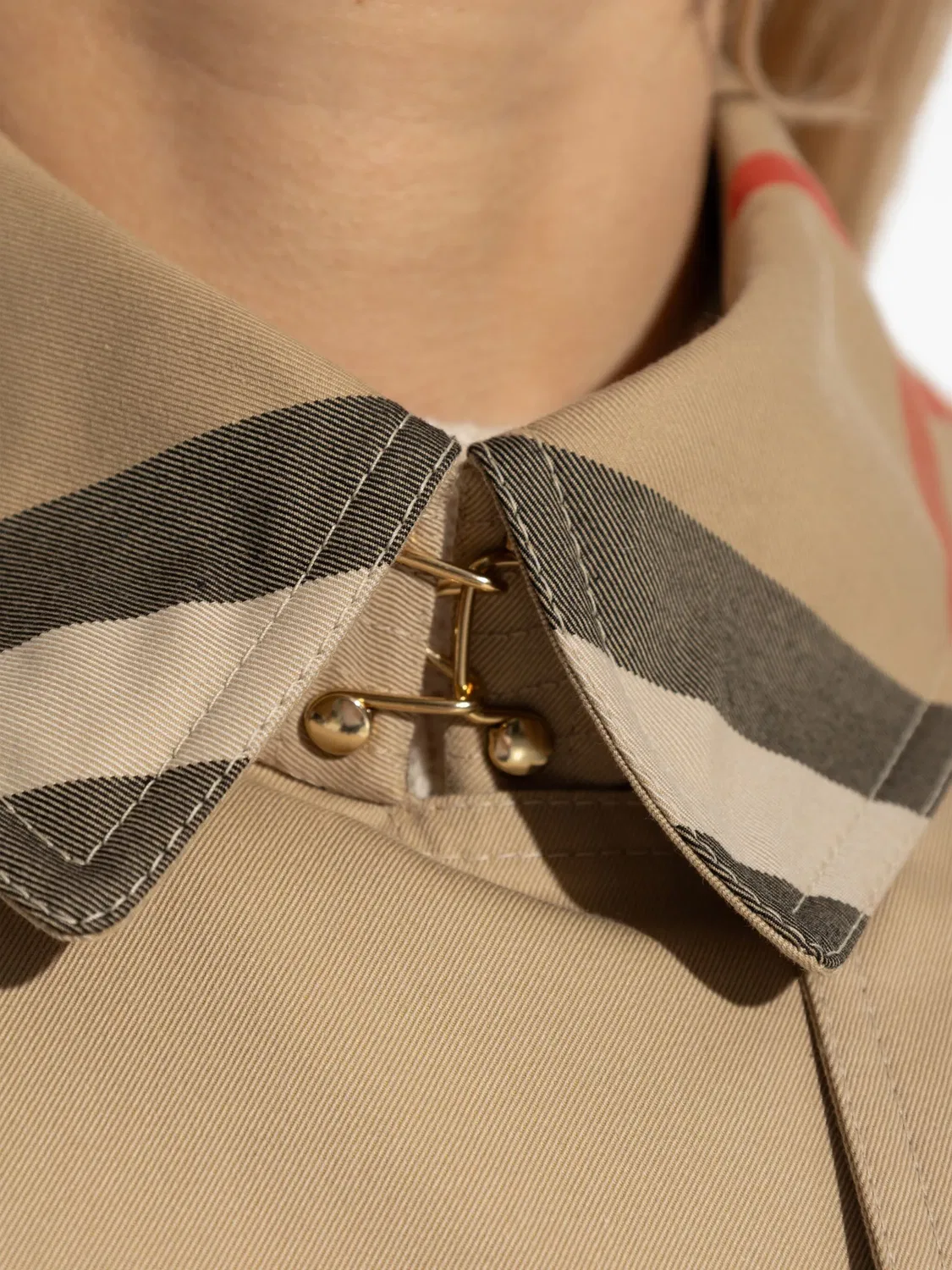 Пальто с поясом и клетчатым воротником Burberry, бежевый — фото 2