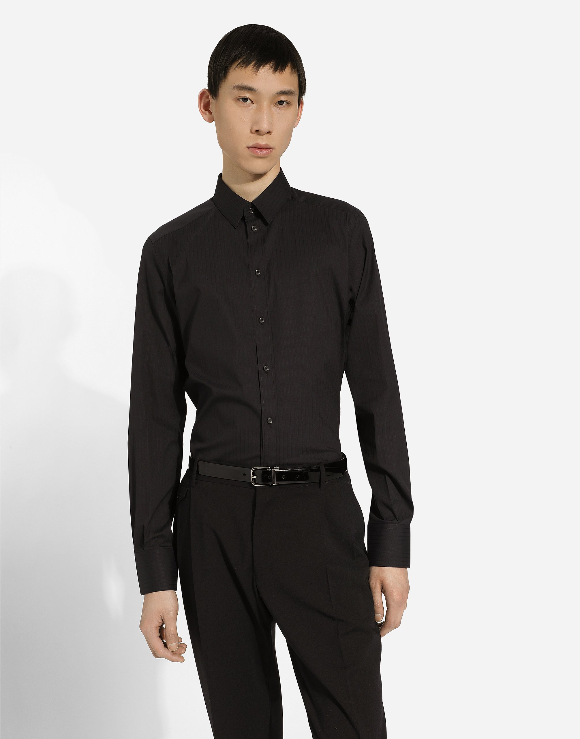 Рубашка gold-fit из эластичного хлопка Dolce & Gabbana, черный — фото 4