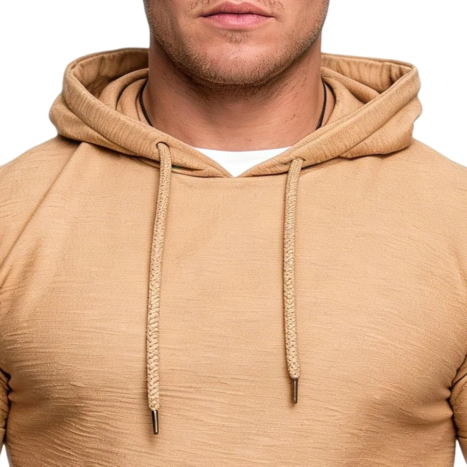 Мужская худи с коротким рукавом, легкая, спортивная, джерси, однотонная, Khaki — фото 4