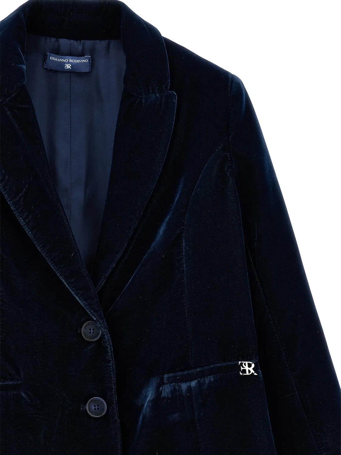 Бархатная куртка с логотипом Ermanno Scervino Junior, синий — фото 3