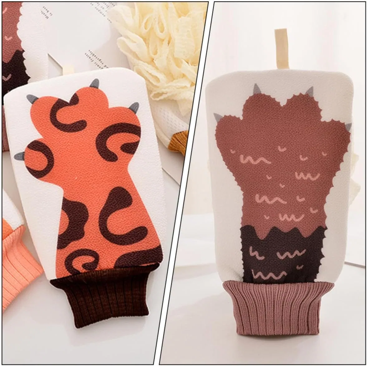 Мочалка для пилинга, 4 шт, NULYLU, из вискозы и губки, 24x14x1 см, мультиколор — фото 4