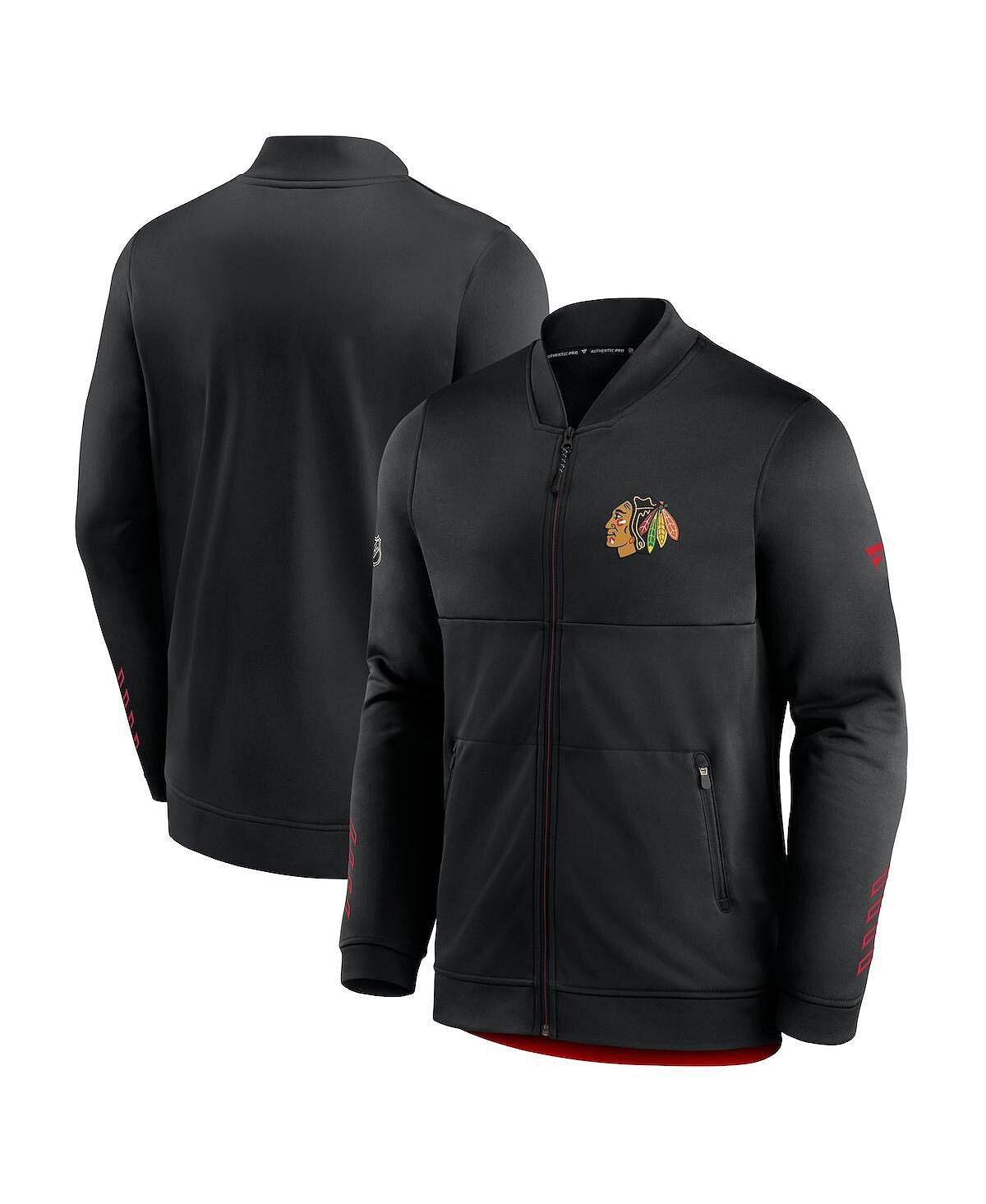 

Мужская фирменная черная куртка chicago blackhawks locker room с молнией во всю длину Fanatics, черный
