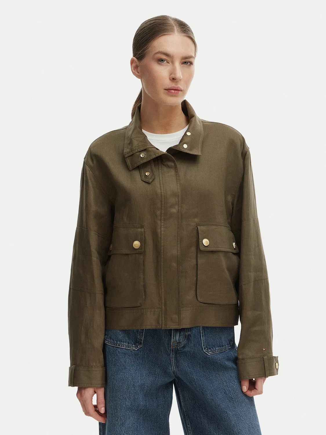 Женская демисезонная куртка свободного кроя Tommy Hilfiger, зеленый