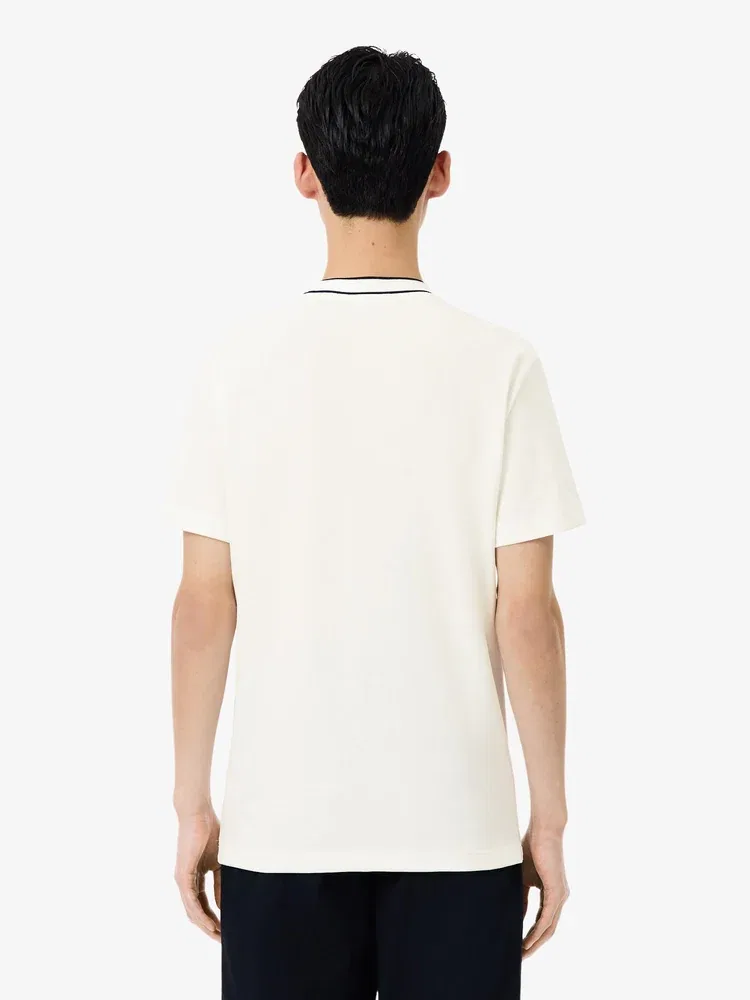 Футболка поло Lacoste TH1004, с контрастной отделкой, белый — фото 3