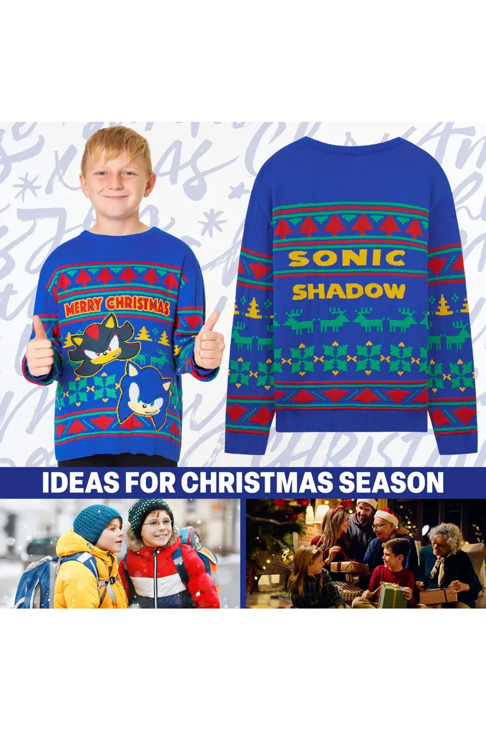Свитшот с принтом Christmas jumper Sonic The Hedgehog, Blue — фото 2