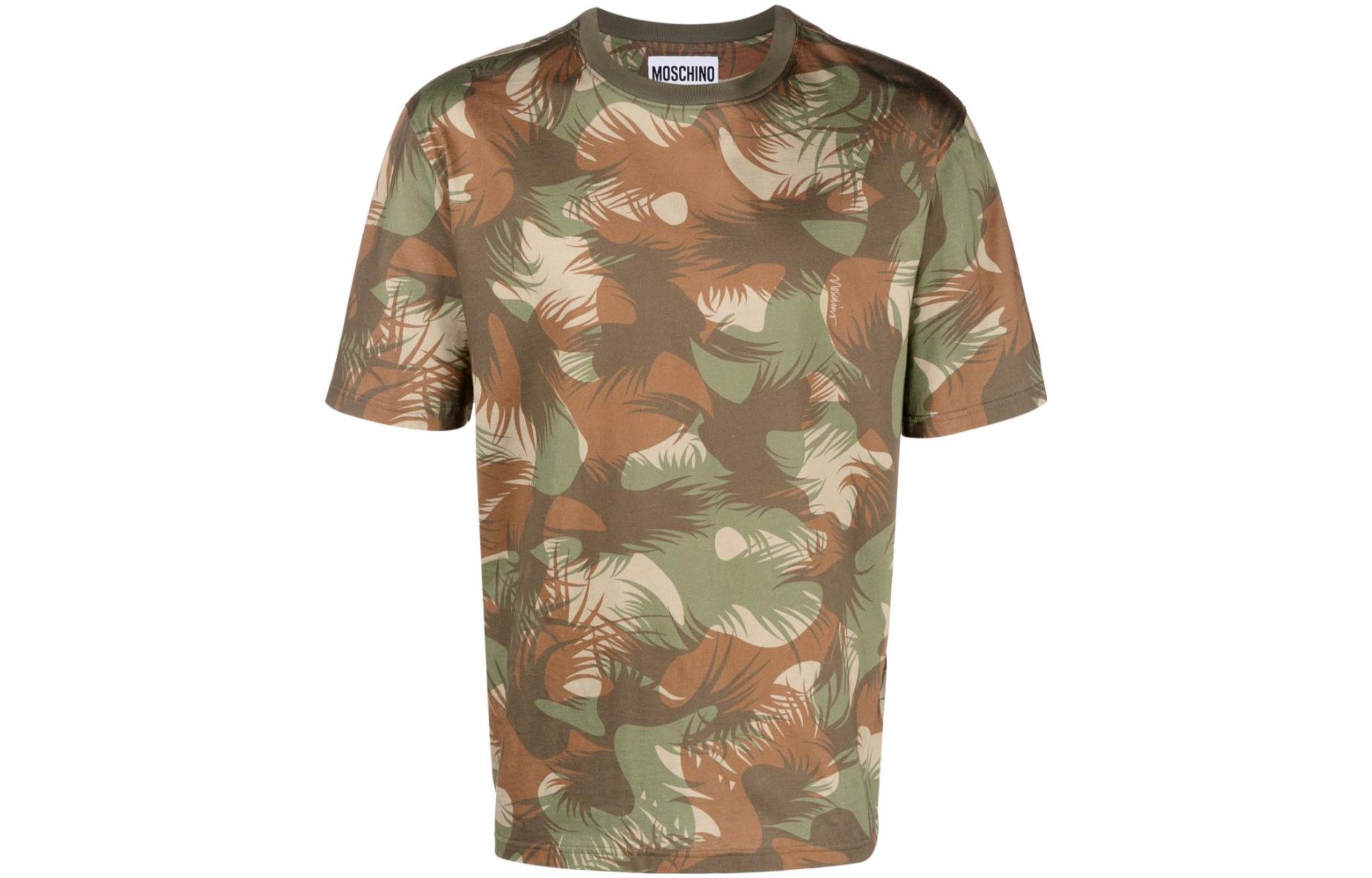 

Камуфляжная хлопковая футболка MOSCHINO, зеленая