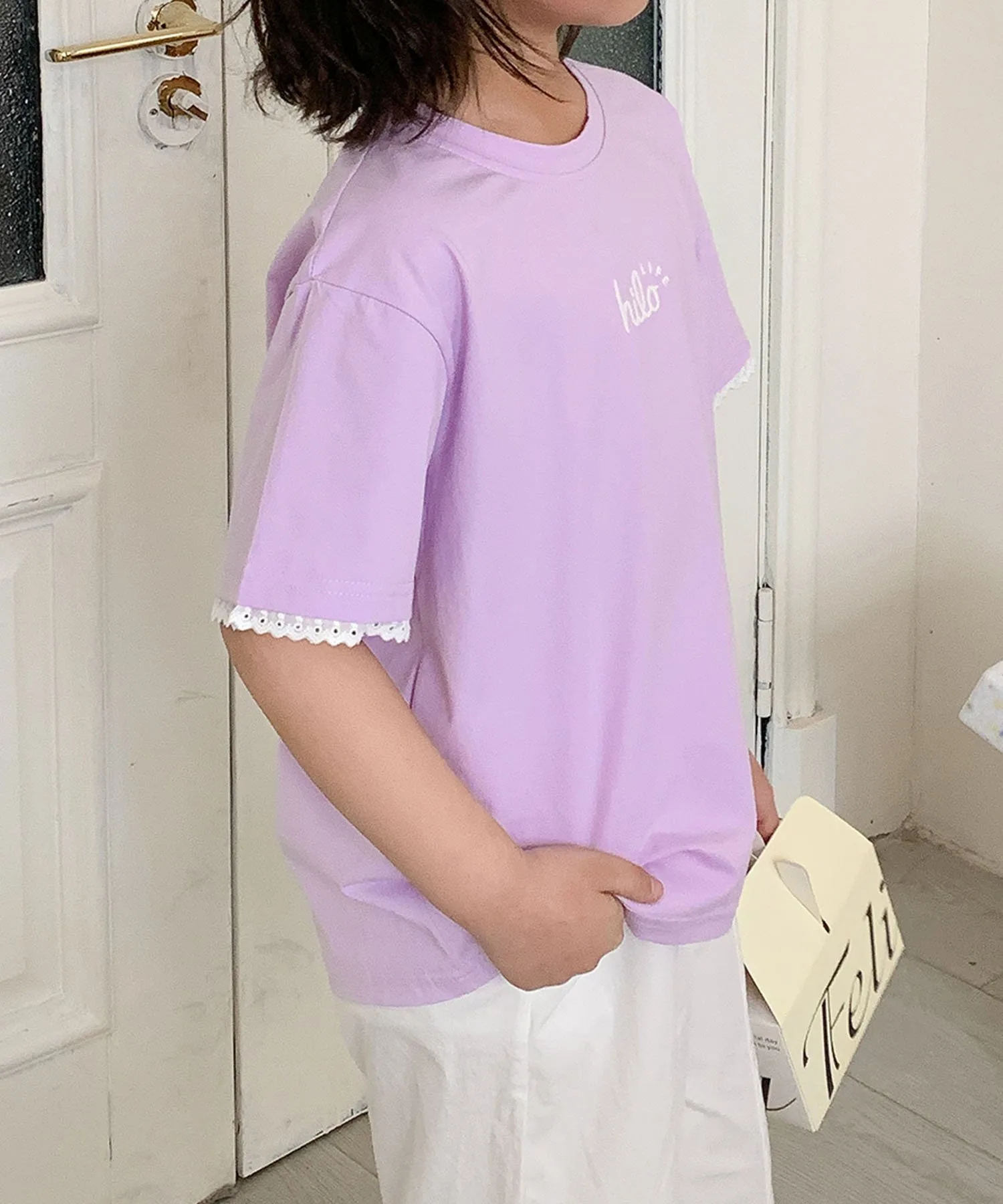 Детская футболка с кружевными рукавами [aimoha-KIDS-] Aimoha Kids, purple — фото 3