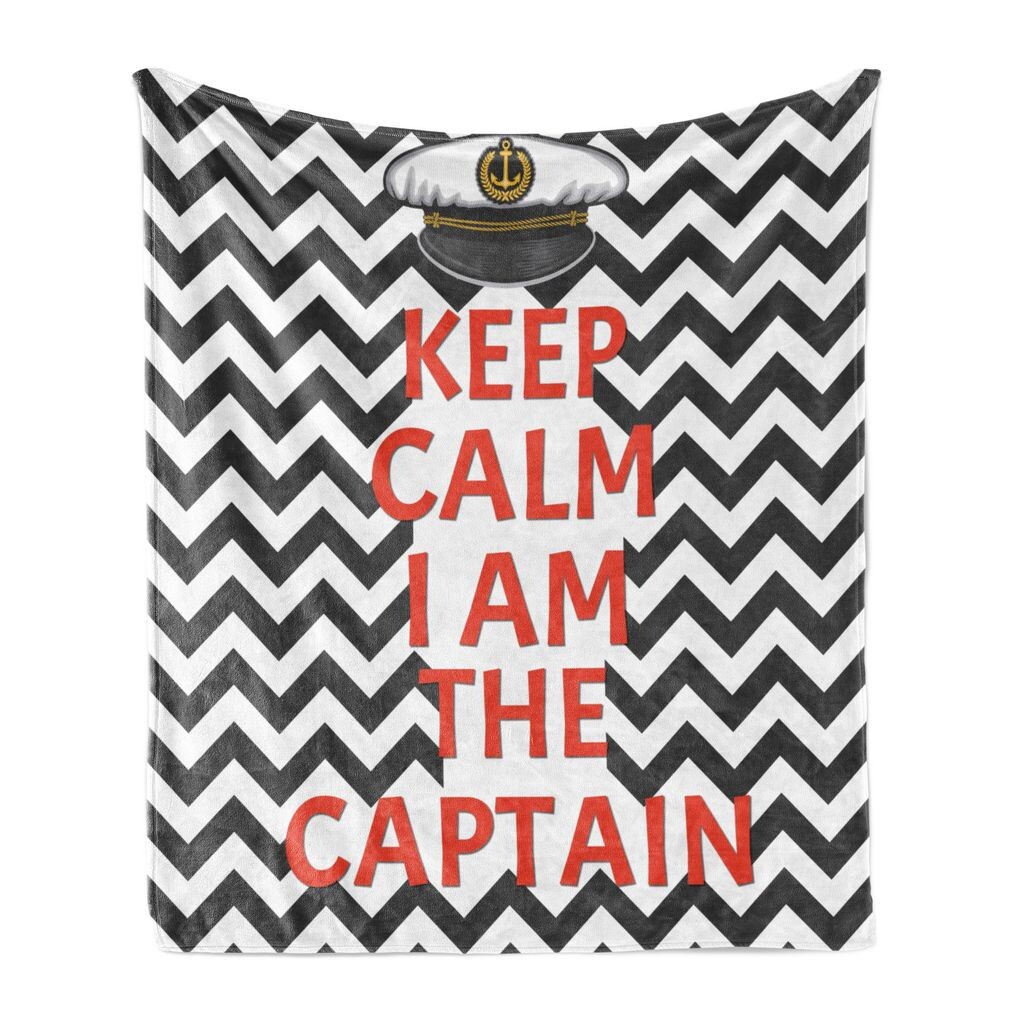 

Мягкое фланелевое флисовое одеяло ABAKUHAUS Marine, Keep Calm I’m Captain, уютный плюш для использования в помещении и на улице, 125 x 175 см, кораллово-серый и белый