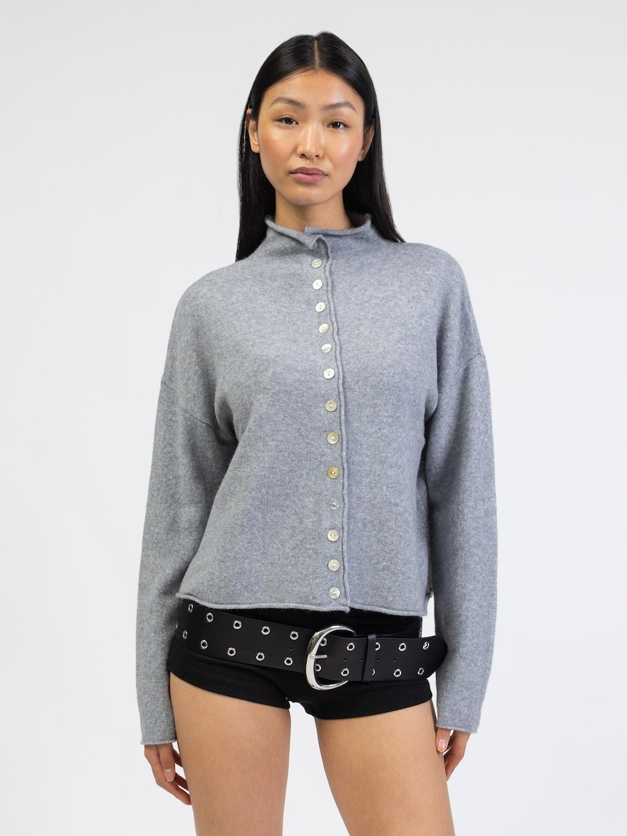 

Вязаный кардиган BROKE + SCHÖN Strickjacke mit Stehkragen, серый