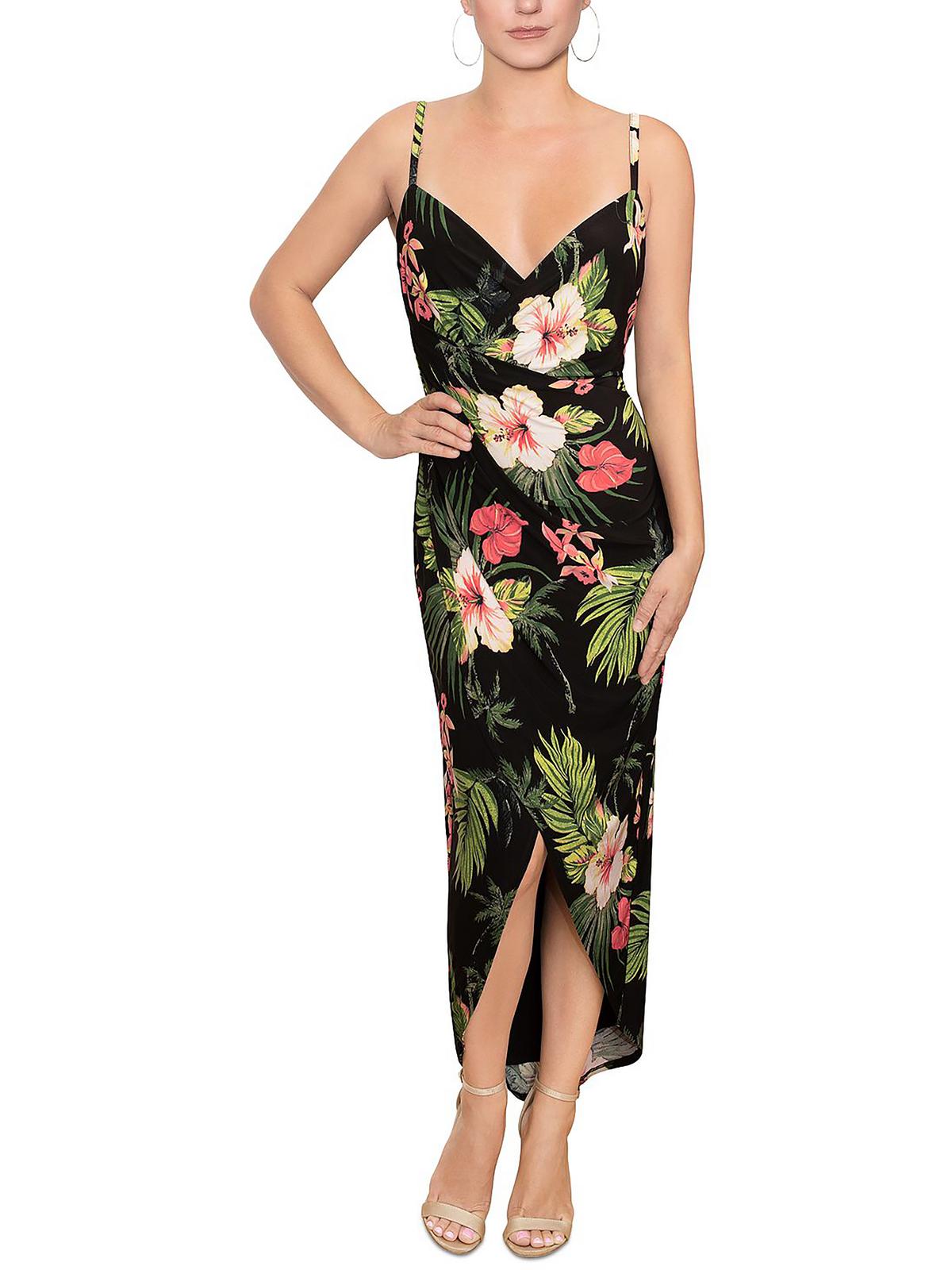 

Плюс Женское Платье Макси с Набивным Искусственным Запахом Rachel Rachel Roy, цвет black tropical