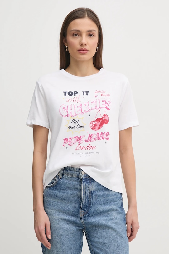 

Хлопковая футболка Roxane Pepe Jeans, белый