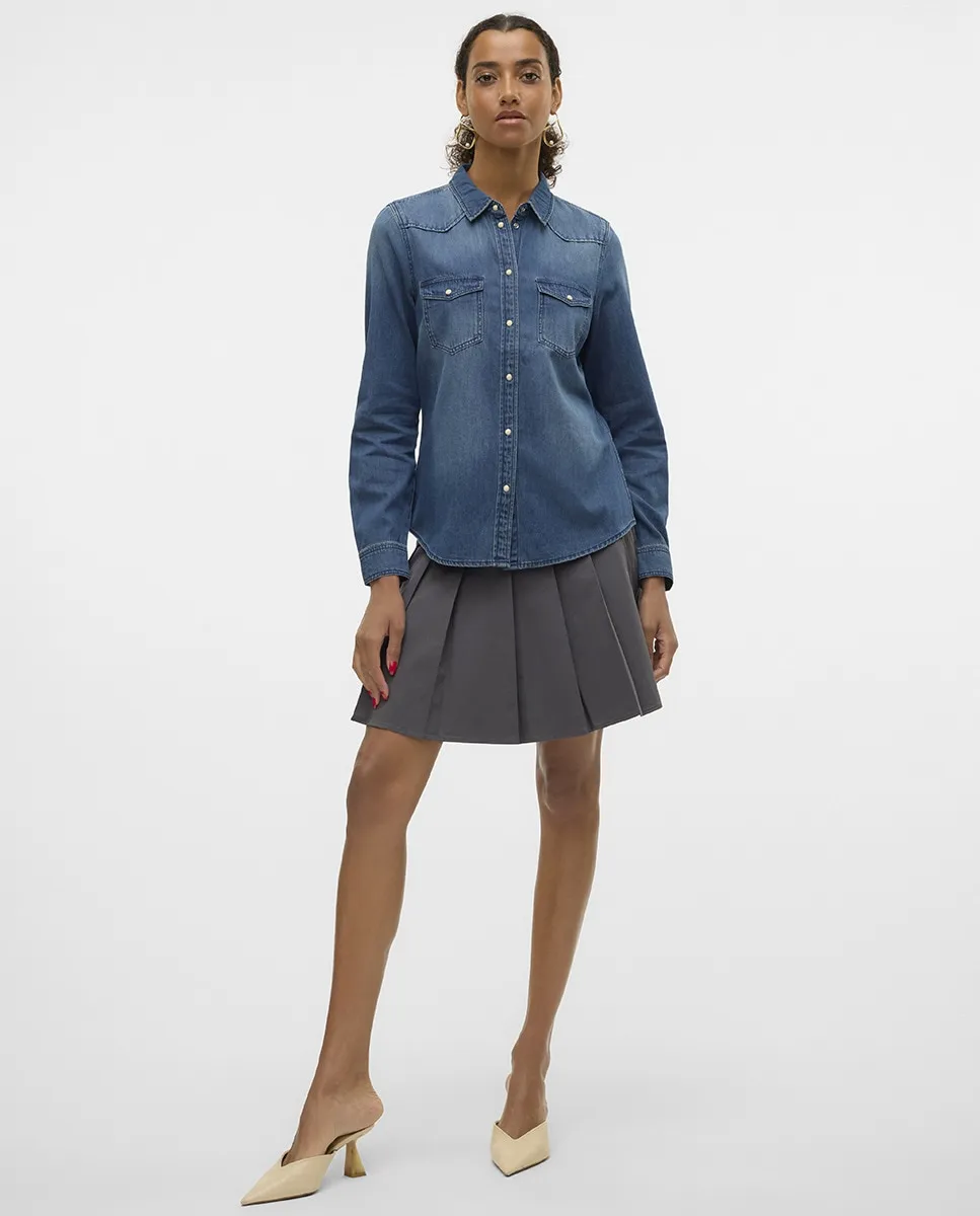 

Короткая юбка со складками Vero Moda, темно-серый