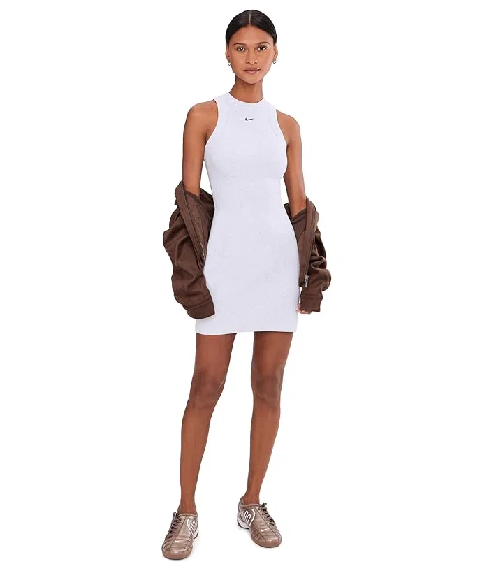 Платье трикотажное Nike Sportswear Chill Knit Rib Tank Dress, Birch Heather/Black — фото 2