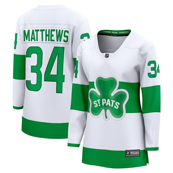 

Женская футболка Toronto Maple Leafs St Patricks Alternate Premier Breakaway с автографом Auston Matthews Unbranded