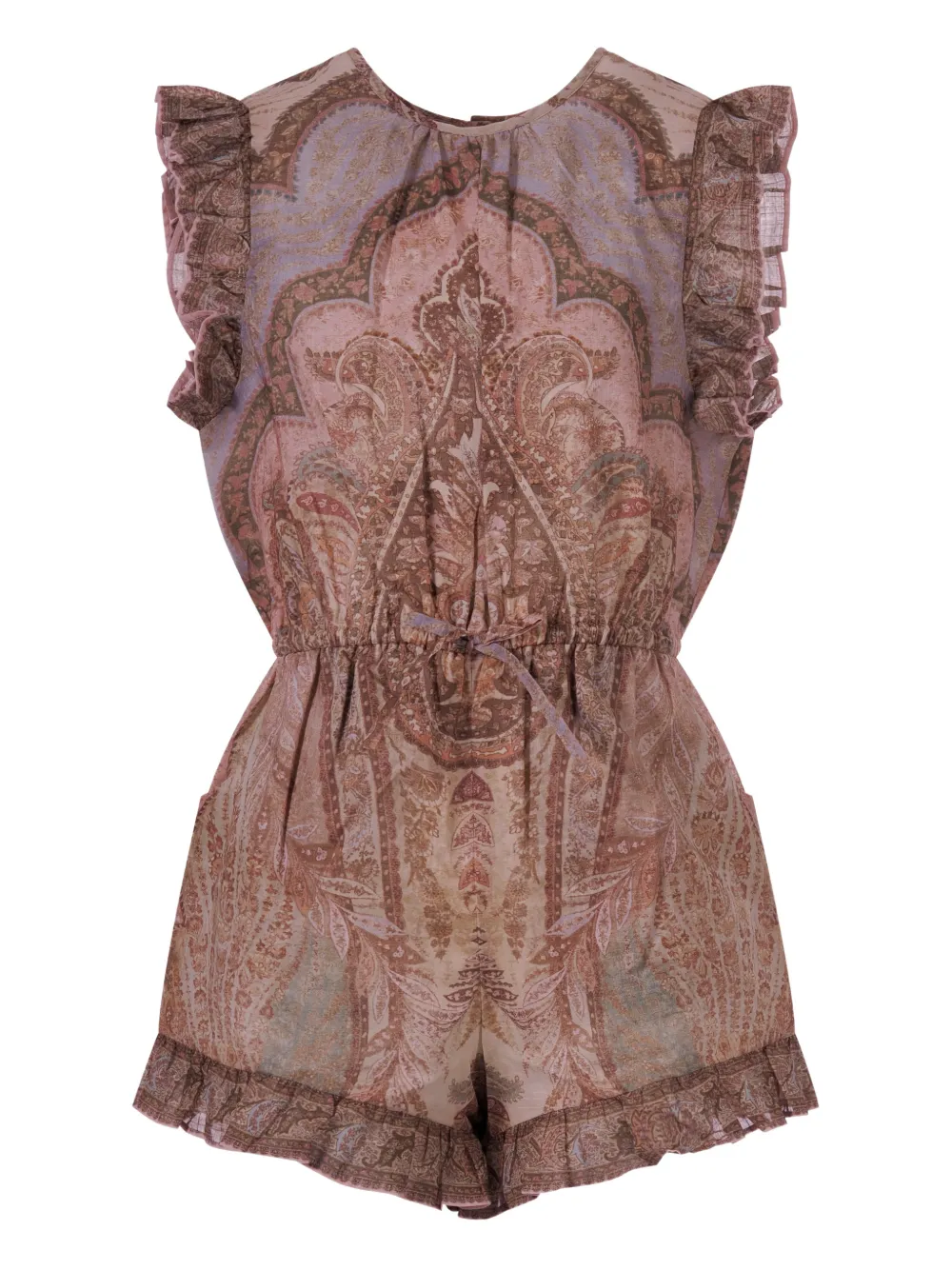 

Комбинезон с воланами и узором "пейсли" Zimmermann Kids, коричневый