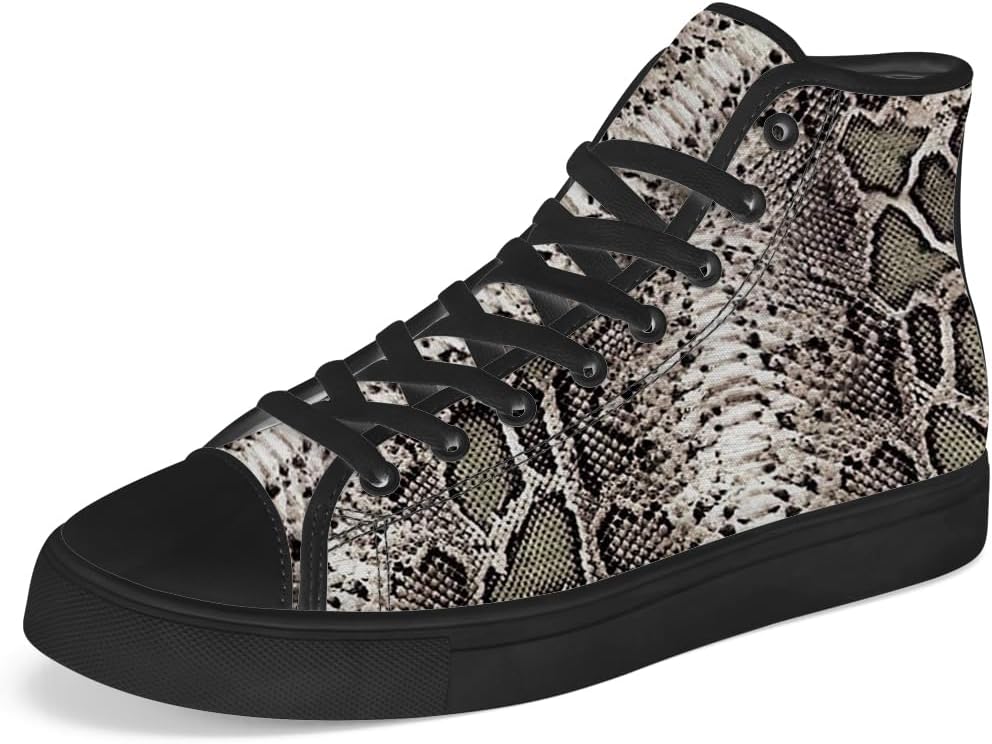 

Кеды на высокой подошве Chebing с принтом змеи, высокие кеды из канвы с текстурой зминой кожи, шнуровка, повседневная обувь, подарок для мужчин и женщин, 613 Brown