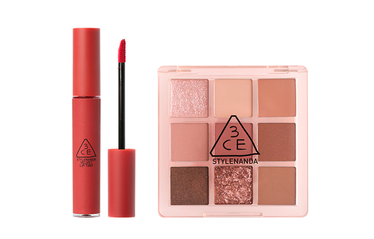 

Набор теней для век и жидкой помады из девяти секций легко растушевывается велюровый матовый комплект из двух предметов 3CE