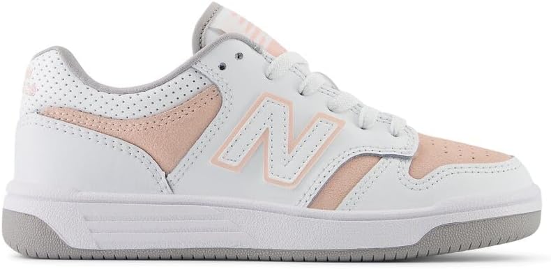 Детские кроссовки New Balance 480 V1 на шнуровке (унисекс), белый/розовый — фото 3