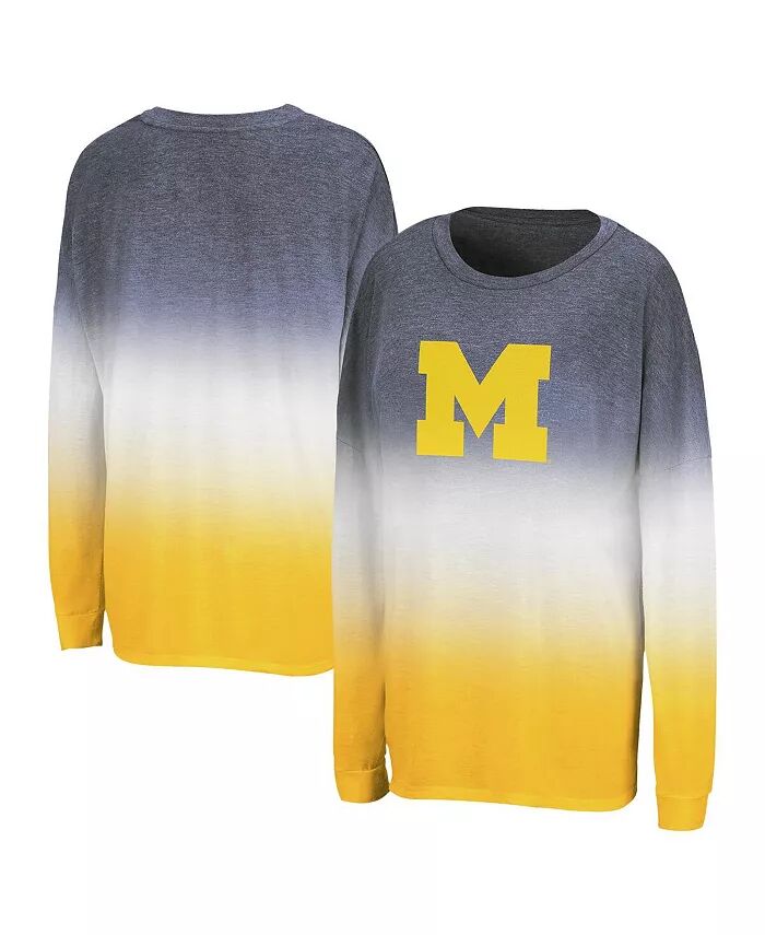 

Женская темно-синяя/кукурузная футболка с длинным рукавом с принтом «Michigan Wolverines Winkle Dip Dye» Colosseum