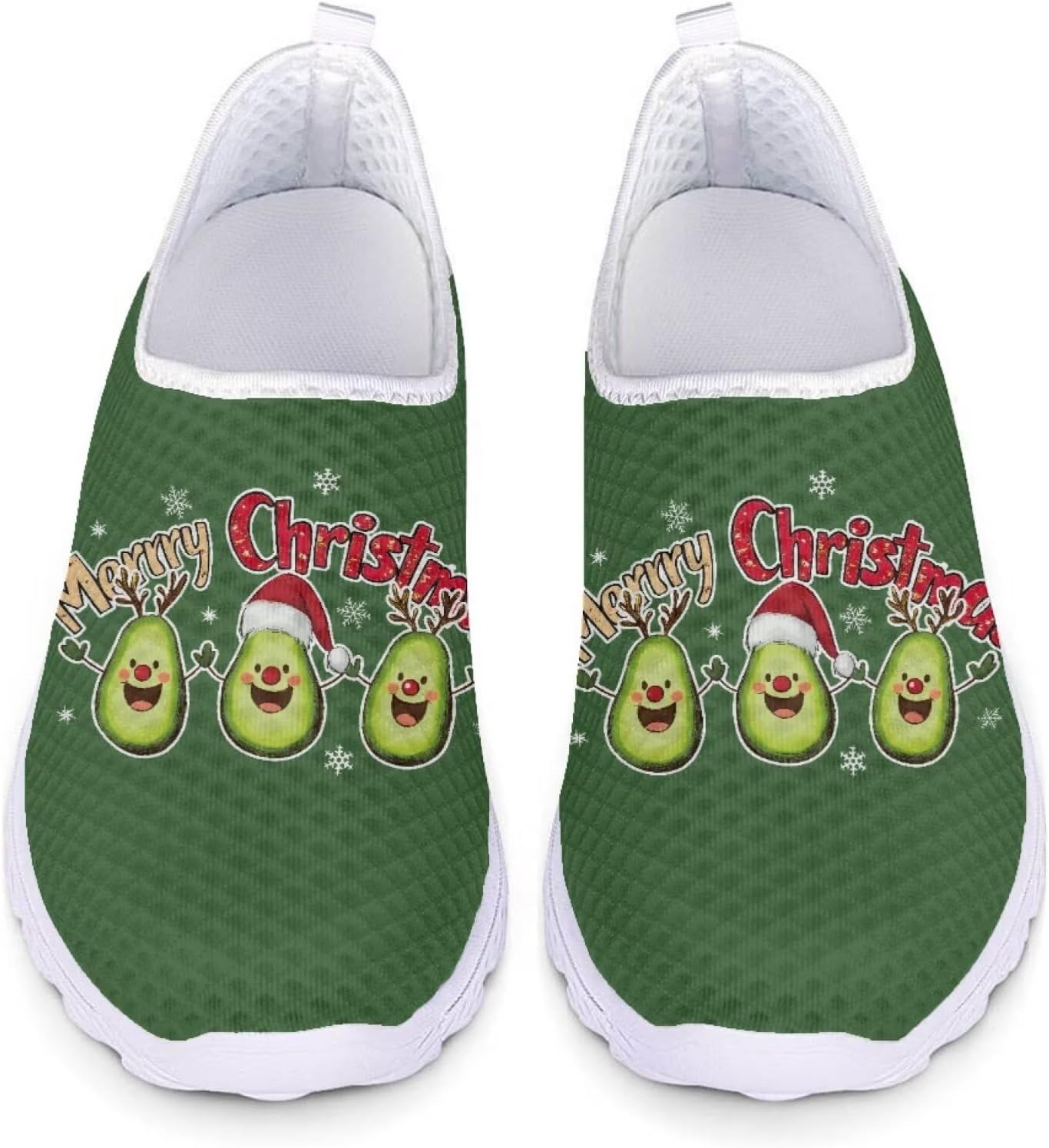 

Кроссовки Belidome для женщин и мужчин, водонепроницаемые слипоны для ходьбы, бега и походов, спортивные, дышащие, легкие, Christmas Avocado