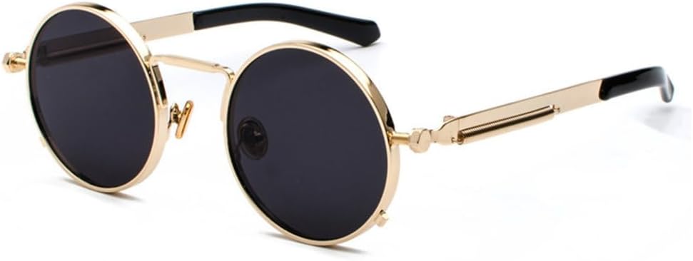 

Классические солнцезащитные очки MUTYNE в толстой круглой оправе в стиле стимпанк, 9 цветов, ретро-металлические пружины, светоотражающие линзы, панк-очки, Golden Grey