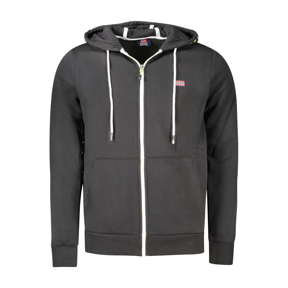 

Черный хлопковый мужской свитер с капюшоном и молнией Geographical Norway