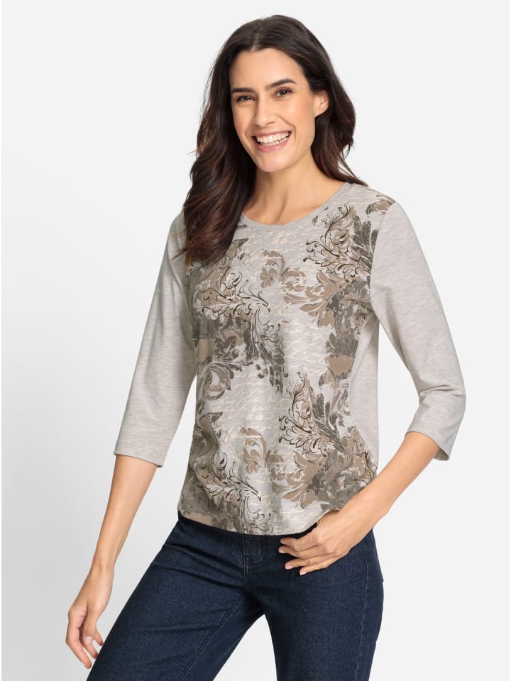 

Рубашка с круглым вырезом с принтом цвета слоновой кости и бежевого цвета WITT WEIDEN