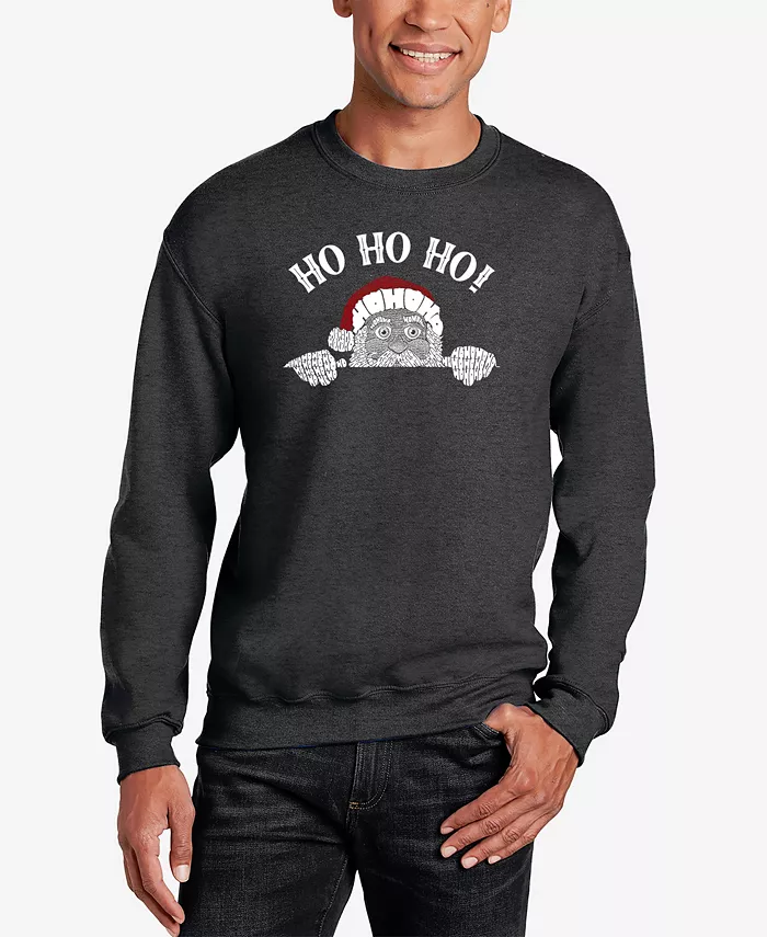 

Мужской свитшот с принтом "Peeking Santa Word Art" LA Pop Art, серый