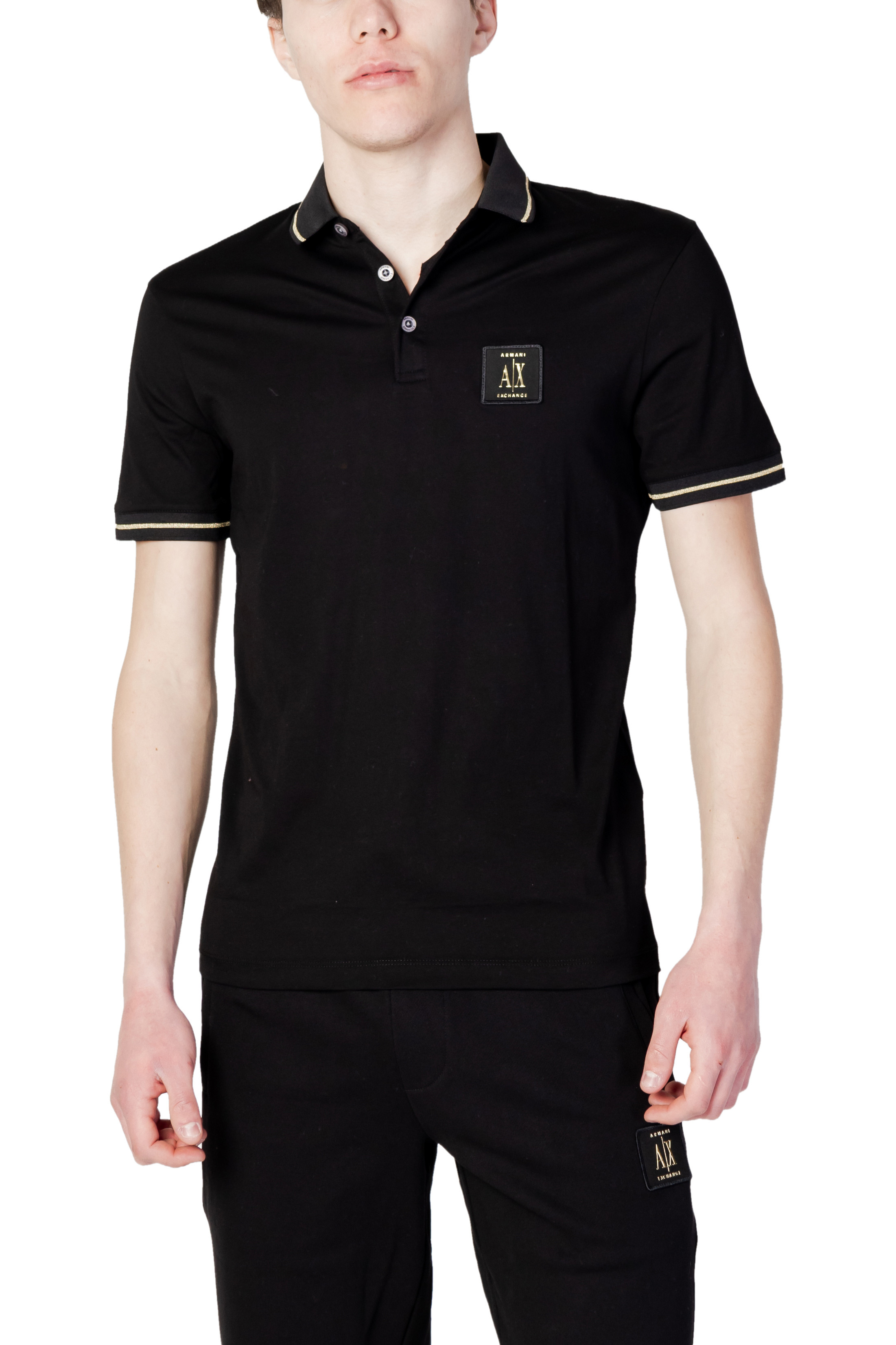 

Поло Armani Exchange с нашивкой, черный