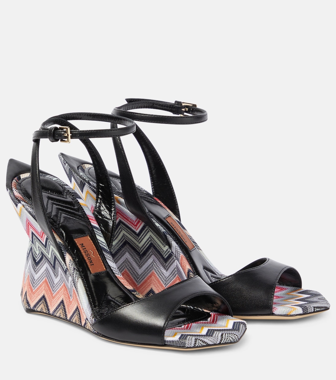 Босоножки из кожи на танкетке Zig Zag Missoni, черный