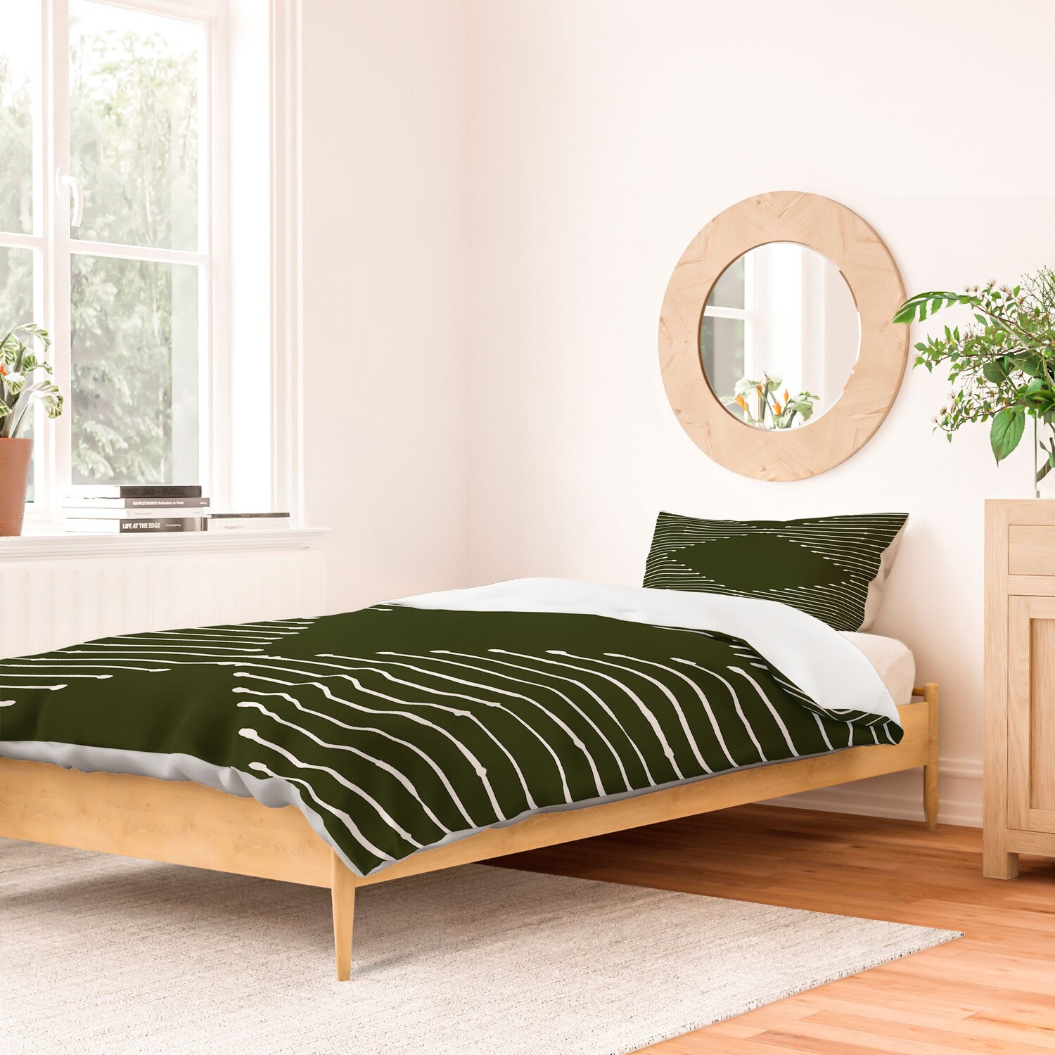 

Summer Sun Home Art Geo Оливково-зеленое пуховое одеяло из полиэстера Deny Designs, цвет Polyester