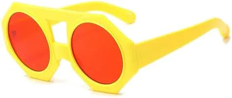 

Большие круглые солнцезащитные очки в стиле панк для женщин, винтажные солнцезащитные очки в стиле стимпанк для дам, стильные солнцезащитные очки MTZJH, C6yellowred