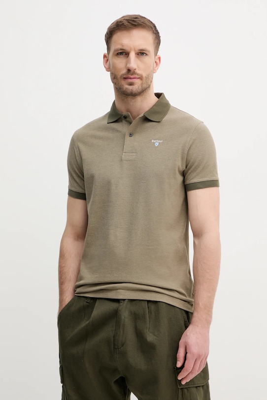

Хлопковая поло Barbour, зеленый
