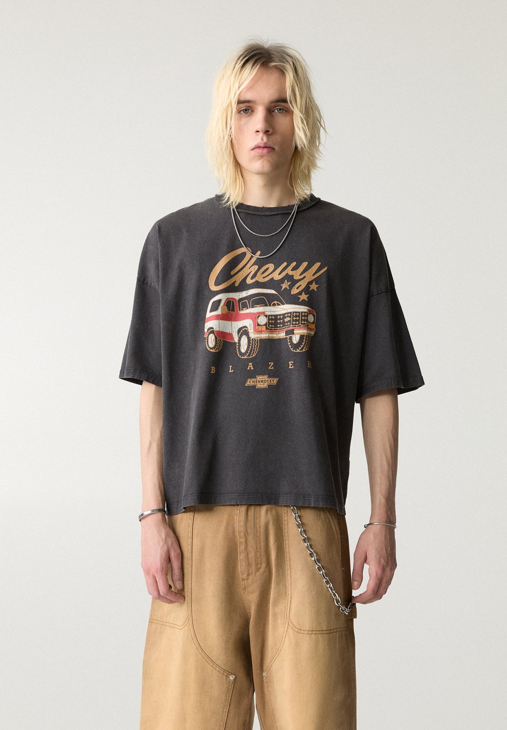 

Футболка с принтом CHEVROLET CHEVY PULL&BEAR, серый
