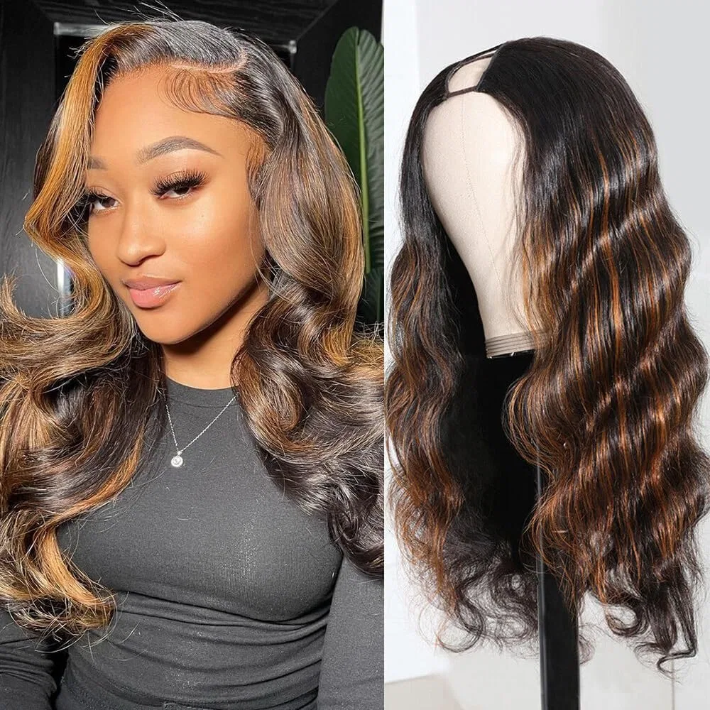 Женский парик U-образный из натуральных волос Ombre Body Wave Tahikie
