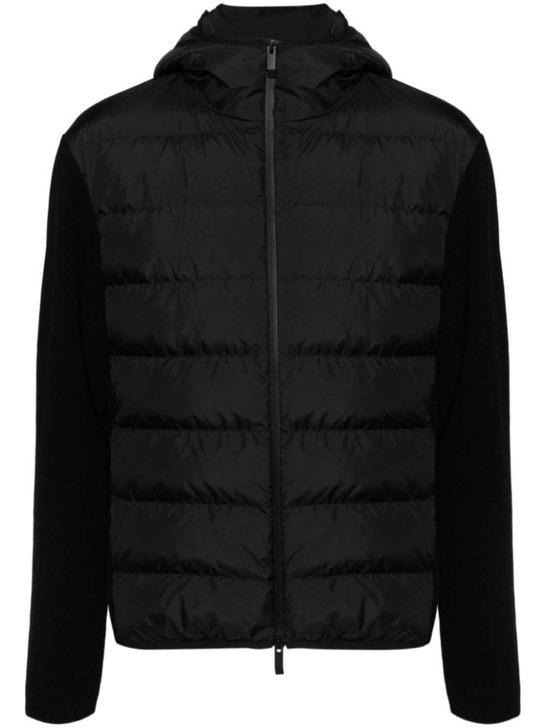 

Moncler куртка с дутыми вставками и капюшоном, черный