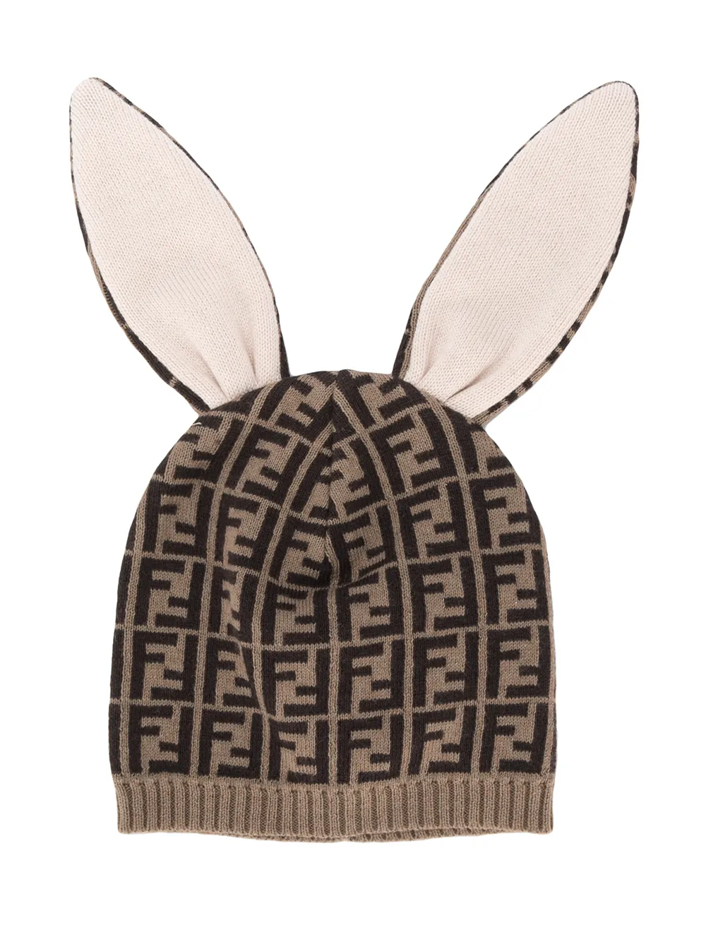 

Шапка бини с логотипом 'FF' и ушками FENDI KIDS, коричневый
